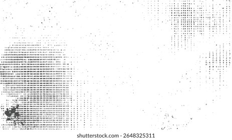 Textura grunge de meio-tom distorcida. Padrão de impressão de desvanecimento abstrato com pontos gastos e ruído. Lo-fi vintage sobreposição fundo.
