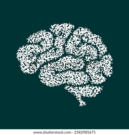 Distorted human brain illustration isolated 