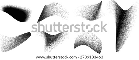 Distorted irregular shapes collection . Noisy design . Noise destroyed logo . Trendy grainy shapes set . Graph print texture .Spray effect .Grunge texture . Distressed element .vector
