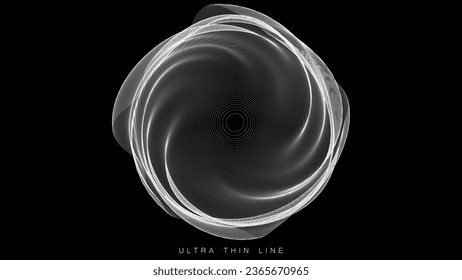 Distorted line spheres. Vector thin line glitch geometry.