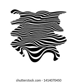 Distorted lines. Animal print. Optical effect mobius wave stripe movement. Dynamic geometric abstract composition. Vector decorative pattern.