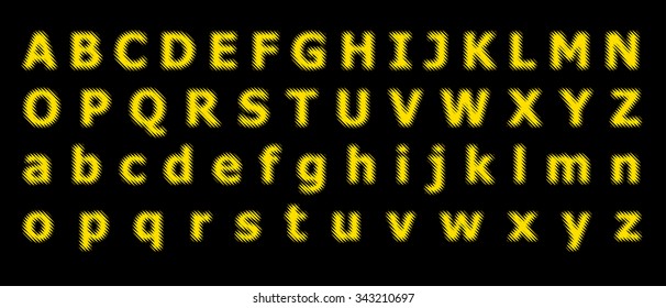 Distorted lines font vector illustration.