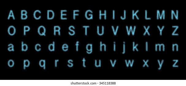 Distorted lines font vector illustration.