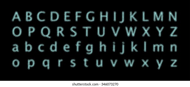 Distorted lines font vector illustration.