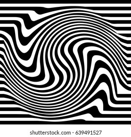 Distorted lines. Ripple, twirl distorted abstract lines