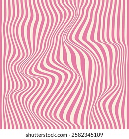 Distorted lines square background. Groovy color lines abstract background. Trendy psychedelic retro style backdrop. Twisted distorted vector texture. Y2k aesthetic design