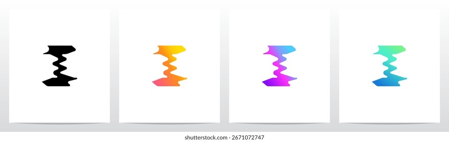 Reflexión líquida distorsionada de la licuadora en el diseño inicial del logotipo de la letra del agua I