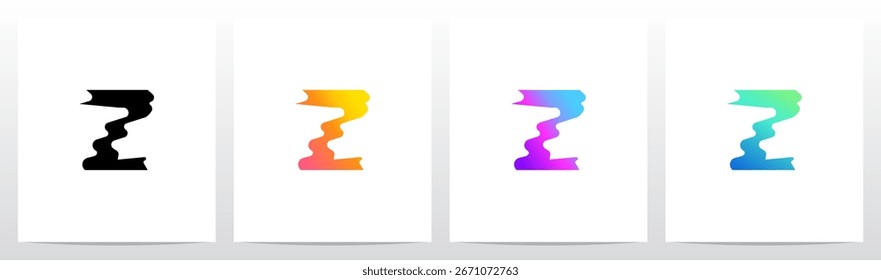 Reflexão de Dissolver Líquido Distorcido na Letra Inicial de Água Design do Logotipo Z
