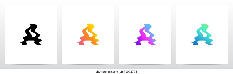 Reflexión líquida distorsionada de la licuadora en el diseño inicial del logotipo de la letra del agua A