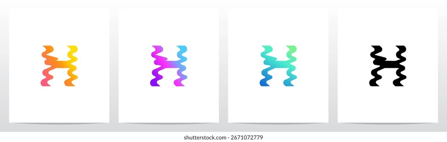 Distorted Liquid Liquify Reflection On Water Initial Letter Logo Design H