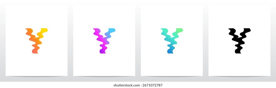 Distorted Liquid Liquify Reflection On Water Initial Letter Logo Design Y