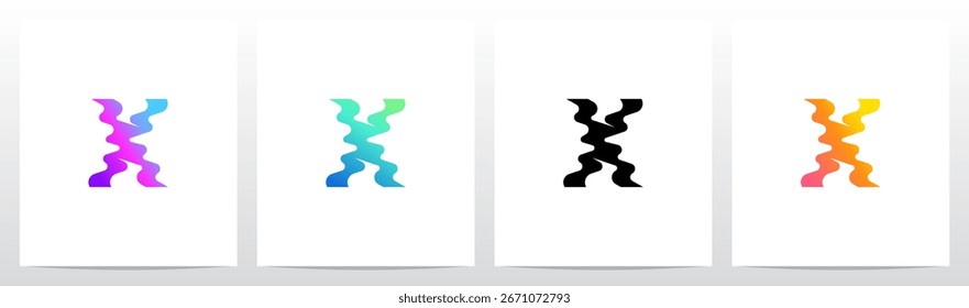 Reflexão de Dissolver Líquido Distorcido na Letra Inicial de Água Design do Logotipo X