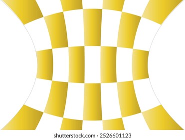 Plano de fundo de grade estreitado distorcido de quadrados amarelos e brancos