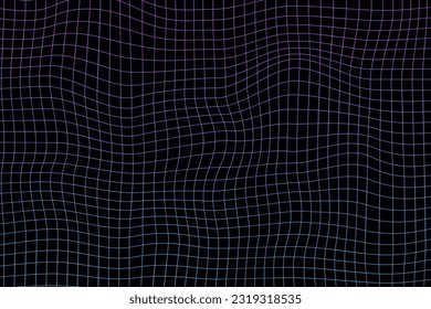 Distorted neon grid pattern. Abstract glitch background. Collection set. Retrowave, synthwave, rave, vaporwave. Blue, green, pink-purple colors. Fashionable retro style of the 1980s, 90s. Print, poste