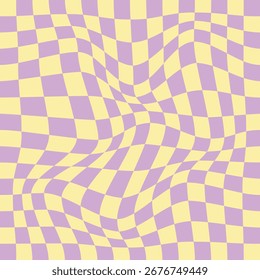 Distorted pastel yellow and purple checkered cover art vector