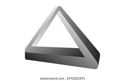 Distorted Penrose triangle or Penrose tribar, or the impossible tribar with gradient on white background.