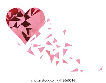 Distorted polygonal heart. Vector illustration