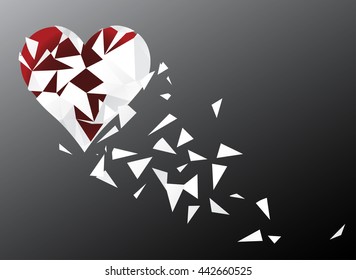 Distorted polygonal heart. Vector illustration