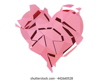 Distorted polygonal heart. Vector illustration