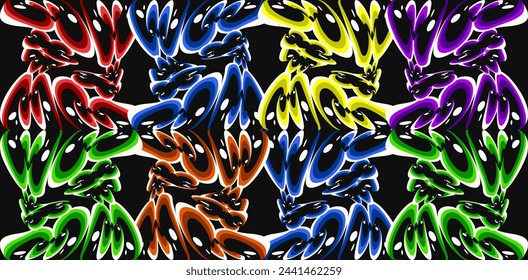 Distorted rainbow wave background with colorful circles. Fluid Geometrical backdrop. Vector illustration can used web social media banner poster. EPS 10