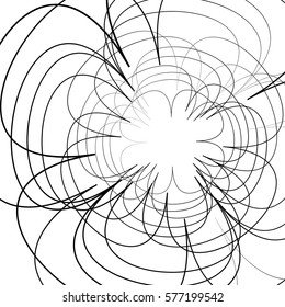 Distorted random radiating lines abstract monochrome pattern