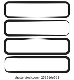 Distorted rectangle frames. Abstract rounded shapes. Dynamic black outlines. Geometric form.