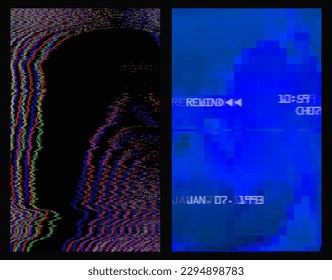 verzerrte RGB-Glitch, Bildschirmfehler, Retro-crt-TV, Skanline-Hintergrund-Vektorgrafik