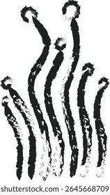 Distorted and rough wavy stems or roots, an abstract and organic design with a grunge texture, ideal for unique and edgy graphic art, natural themes, or modern design elements	