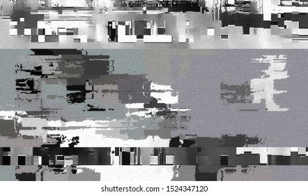 Distorted Satellite Television Signal. Fragment Of A Damaged Online Television Broadcast. Glitch Abstract Texture Background. Vector Illustration.