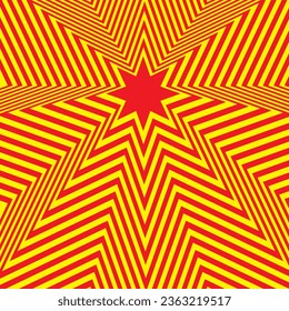Distorted seamless geometric star shape red and yellow color background. Vector Ilustration. Used as background, wallpaper, backdrop, website, fabric pattern ect. EPS 10 
