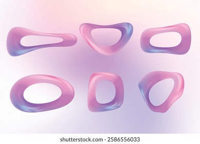 Distorted shape gradient holographic pastel color. 3d abstract geometric hologram shape glossy.