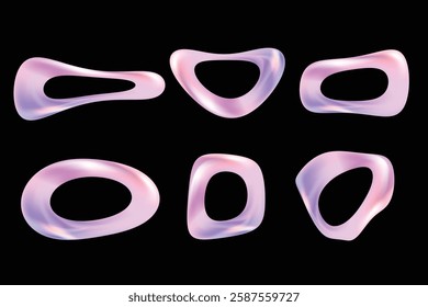 Distorted shape gradient holographic pastel color. 3d abstract geometric hologram shape glossy.