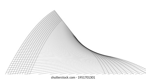 Distorted shapes in architecture, Abstract architectural background 3D illustration