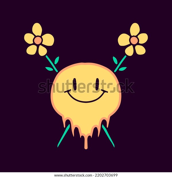 Distorted Smile Emoji Face Crossed Sunflowers Stock Vector (Royalty ...