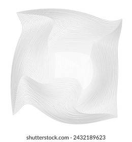 Distorted square grid. Warped mesh texture. Retro punk design element. Wireframe wave geometry grid. Curved mesh element. Vector illustration.