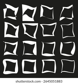 Distorted square icons. Abstract block shape. Irregular vector form. Bold ink element.