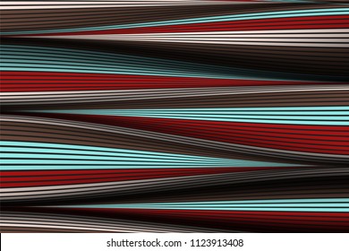 Distorted Striped Surface. Wavy Lines and Gradient Mesh. Trendy Abstract Background. Futuristic Template with Effect of Volume and Movement. Flow. Wavy 3D Abstraction with Distortion of Vector Lines.