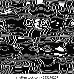 distorted strips - two color vector seamless pattern