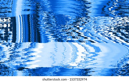 Distorted television recording. Playback picture of a faulty VHS player. TV broadcast failed. Broken computer monitor screen. Abstract glitch texture. Vector illustration.