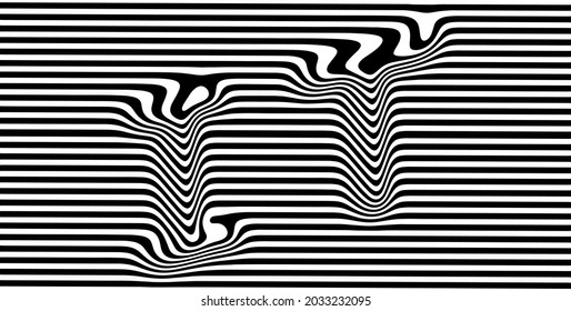 Distorted IT text on a striped black and white background. EPS10 vector illustration.
