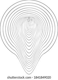 Verzerrtes Tunnelnetz. Technologie, Wissenschaft, Gaming-Hintergrund. Schwarz-Weiß. Monochrom. Banner, Bildschirmhintergrund, Druck. Gezwirnter Geflecht in Perspektive. Rundtunnel. Isomerismus