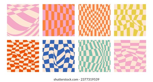 Textura vectorial distorsionada y torcida en un estilo psicodélico retro a la moda. Estética del año 2000. Groovy antecedentes hippie de los años 70.