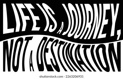 Verzerrter Typografie-Vektor mit dem Satz "Das Leben ist eine Reise, kein Ziel."