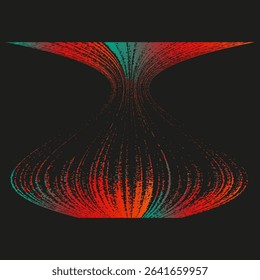 Distorted vase shape. Curved colorful lines. Gradient stripe object. Vector abstract form.