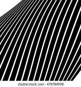 Distorted, warped lines geometric monochrome pattern. Black and white distorted shapes