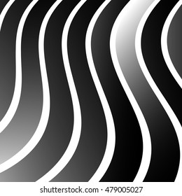 Distorted, warped lines geometric monochrome pattern. Black and white distorted shapes