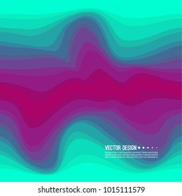 Distorted wave colorful texture. Abstract dynamical rippled surface. Vector stripe deformation background. Transition and gradation of color.