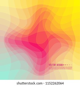 Distorted wave colorful texture. Abstract dynamical rippled surface. Vector stripe deformation background. Transition and gradation of color.