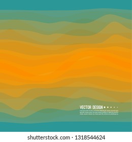 Distorted wave colorful texture. Abstract dynamical rippled surface. Vector stripe deformation background. Transition and gradation of color.
