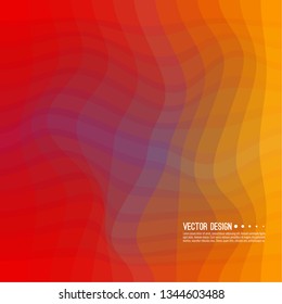 Distorted wave colorful texture. Abstract dynamical rippled surface. Vector stripe deformation background. Transition and gradation of color.